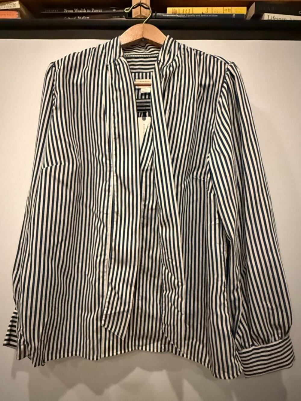 Maeve by Anthropologie navy white striped blouse